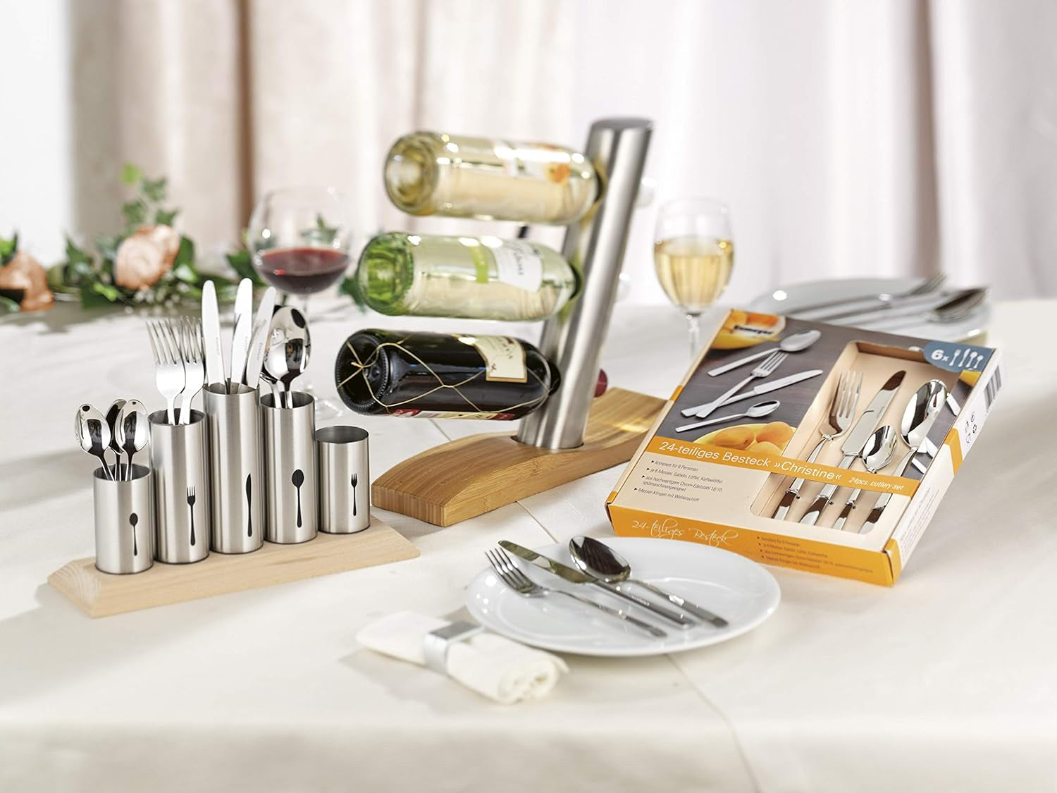 Bestickhållare i rostfritt stål, 1 pack, Silver Naty Shop Kitchen