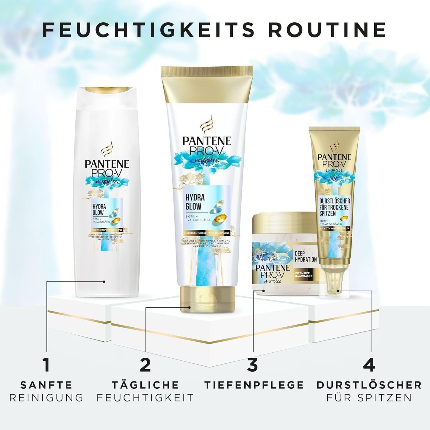 Pantene Pro-V Hydra Glow Hydrating Schampo med Biotin för torrt, skadat hår Pantene Dusch & Bad