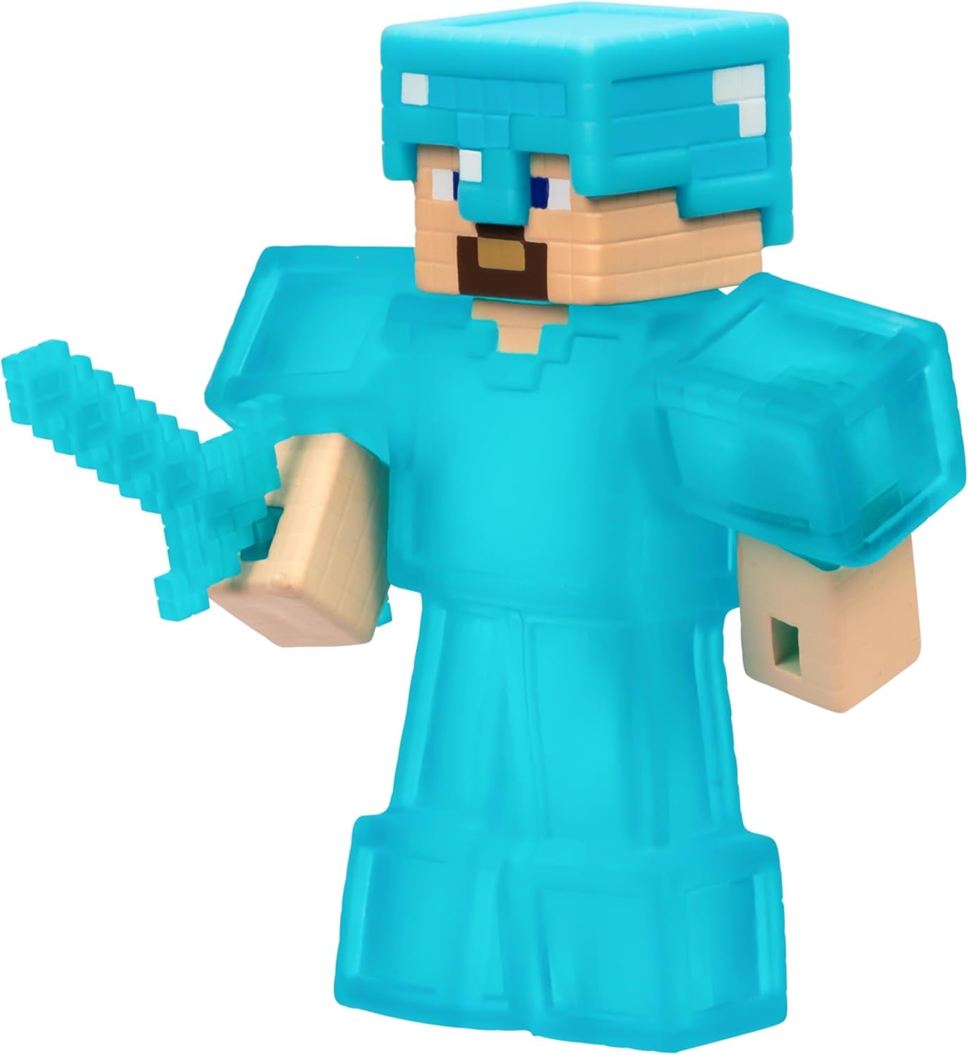 Heroes of Goo Jit Zu - Expanderbar Minecraft-figur - Steve med diamantrustning och svärd, superstretchig Goo Filler med dolda diamantelement inuti, expanderar till 3x storlek Actionfigurer Naty Shop