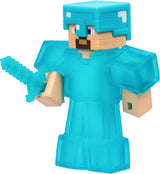 Heroes of Goo Jit Zu - Expanderbar Minecraft-figur - Steve med diamantrustning och svärd, superstretchig Goo Filler med dolda diamantelement inuti, expanderar till 3x storlek Actionfigurer Naty Shop