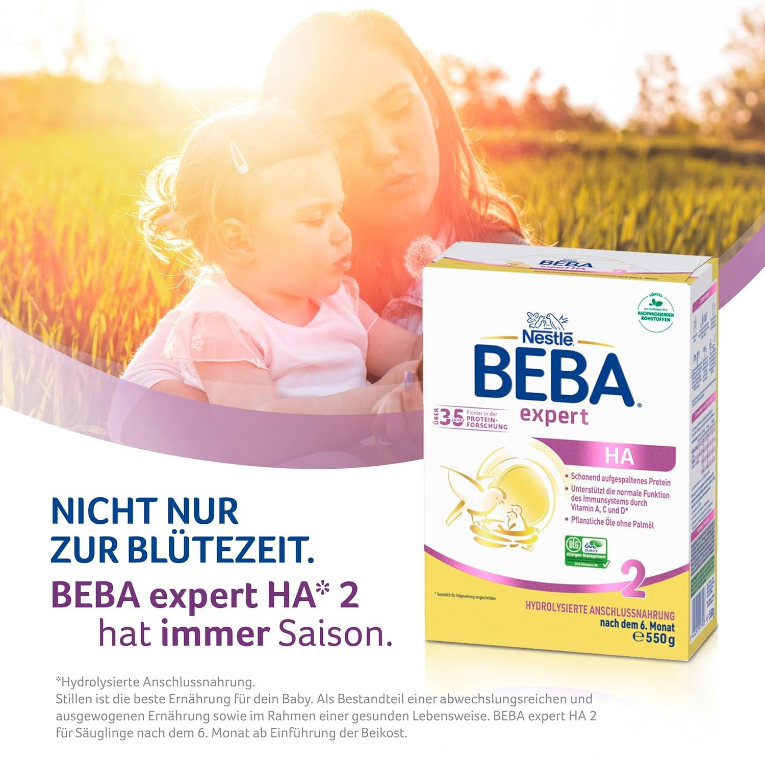 BEBA Expert HA 2 Tillskottsmjölk efter 6 månader, barnmat med hydrolyserat protein, endast laktos, palmoljefri, förpackning om 6 (6 x 550 g) Naty Shop