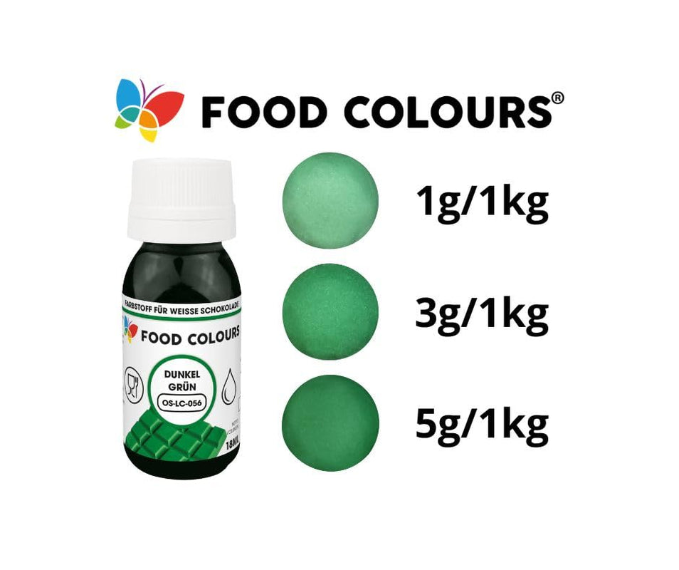 Matfärg OS-LC MÖRKGRÖN 18 ml Livsmedelsfärg för vit choklad, praliner, krämer, feta bakverk, dekorationer för tårtor och tårtor