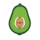 Nuby - Avokado-bitring - Silikon- och träbitringleksak - Roterande träkärna - Bandleksak för spädbarn och småbarn - Bindningshjälp - BPA-fri - 6+ månader