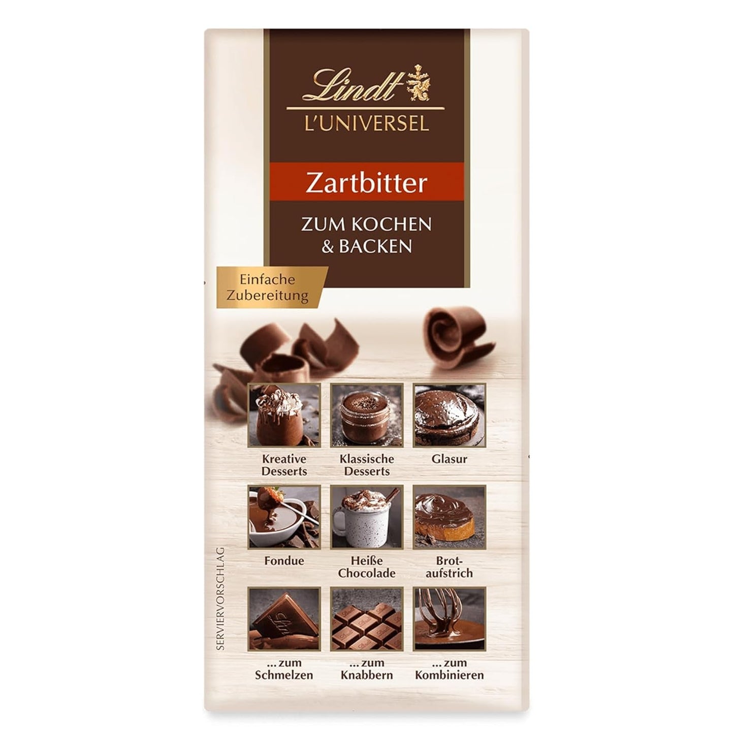Lindt Choklad | L'Universum | 200g Choklad för matlagning och bakning, till desserter, som glasyr, fondue, pålägg eller till mellanmål | Choklad för bakning