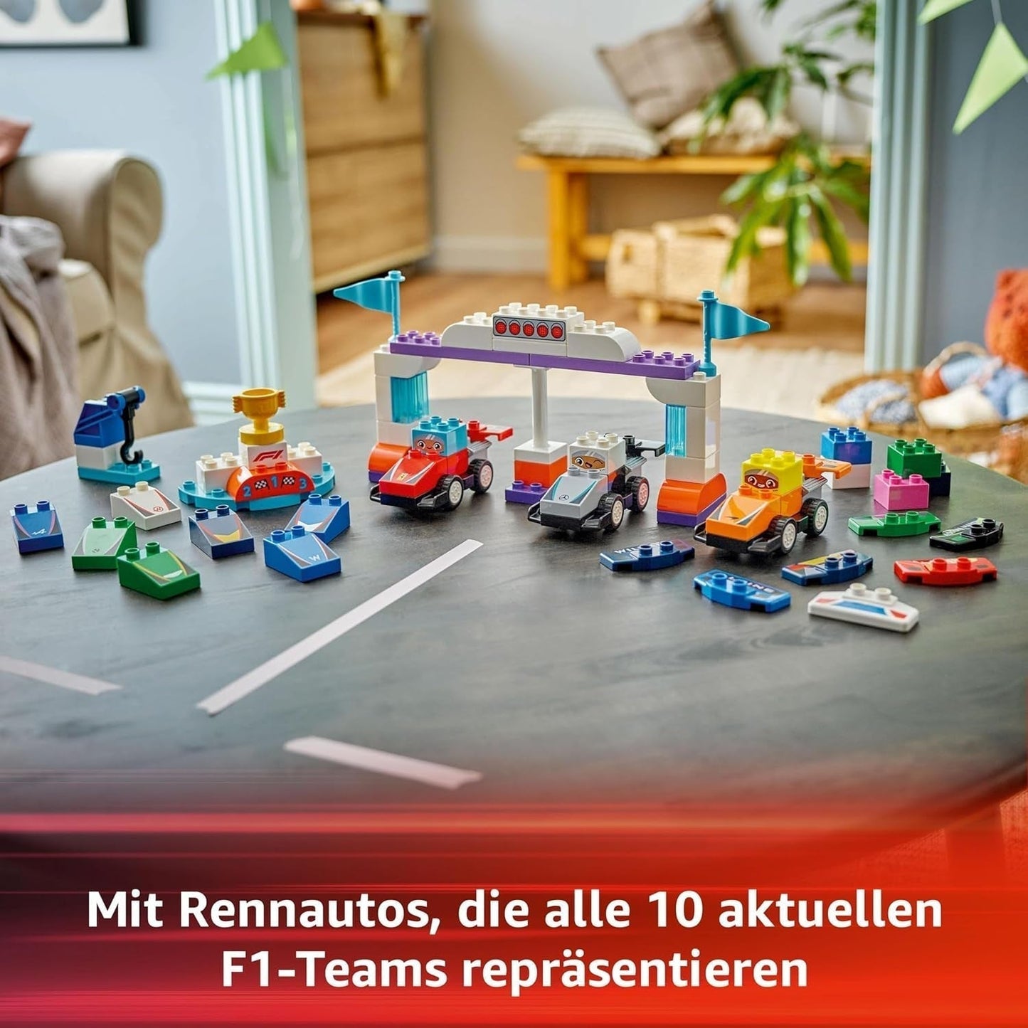 LEGO DUPLO Town F1 Team Racerbilar Med Racers, byggleksak för hela familjen, fantasifull lekupplevelse, födelsedagspresent för småbarn, pojkar och flickor från 2 år 10445 Byggset Besuche den LEGO-Store