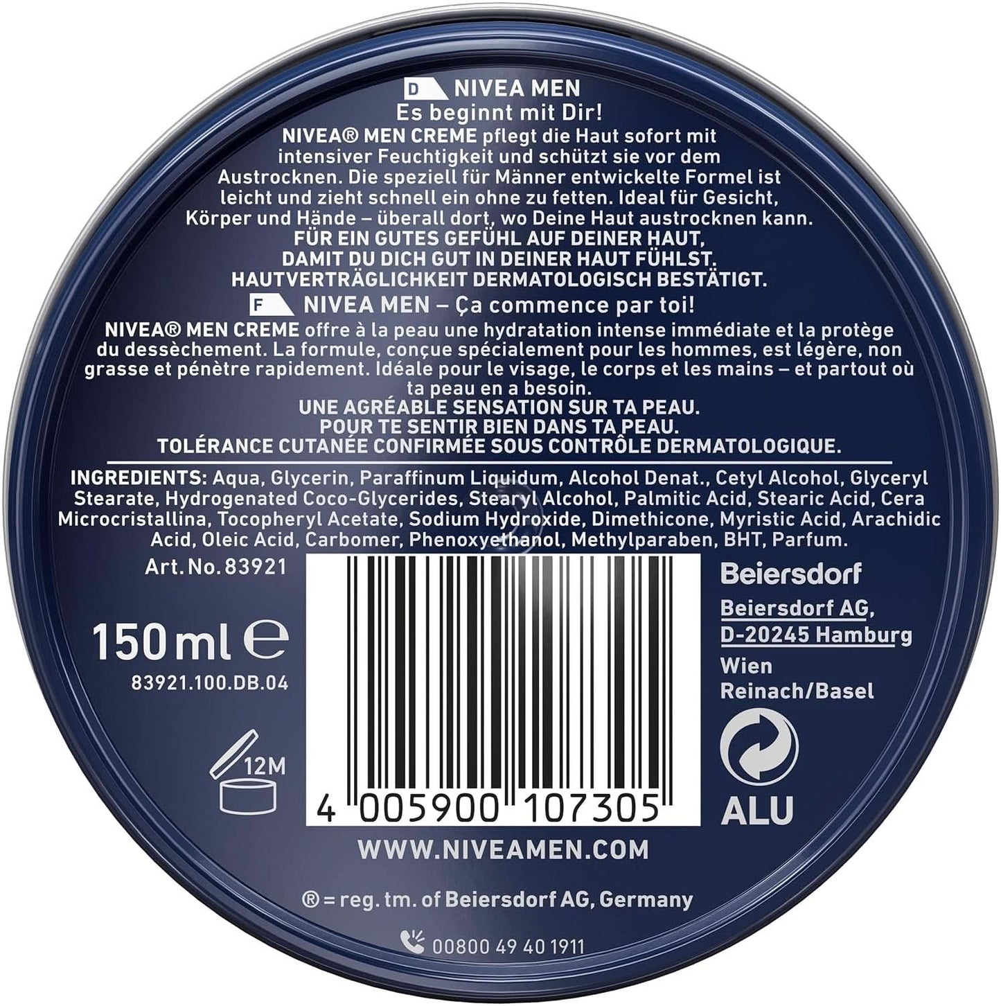 NIVEA MEN Creme, närande hudkräm med E-vitamin, 150 ml Naty Shop