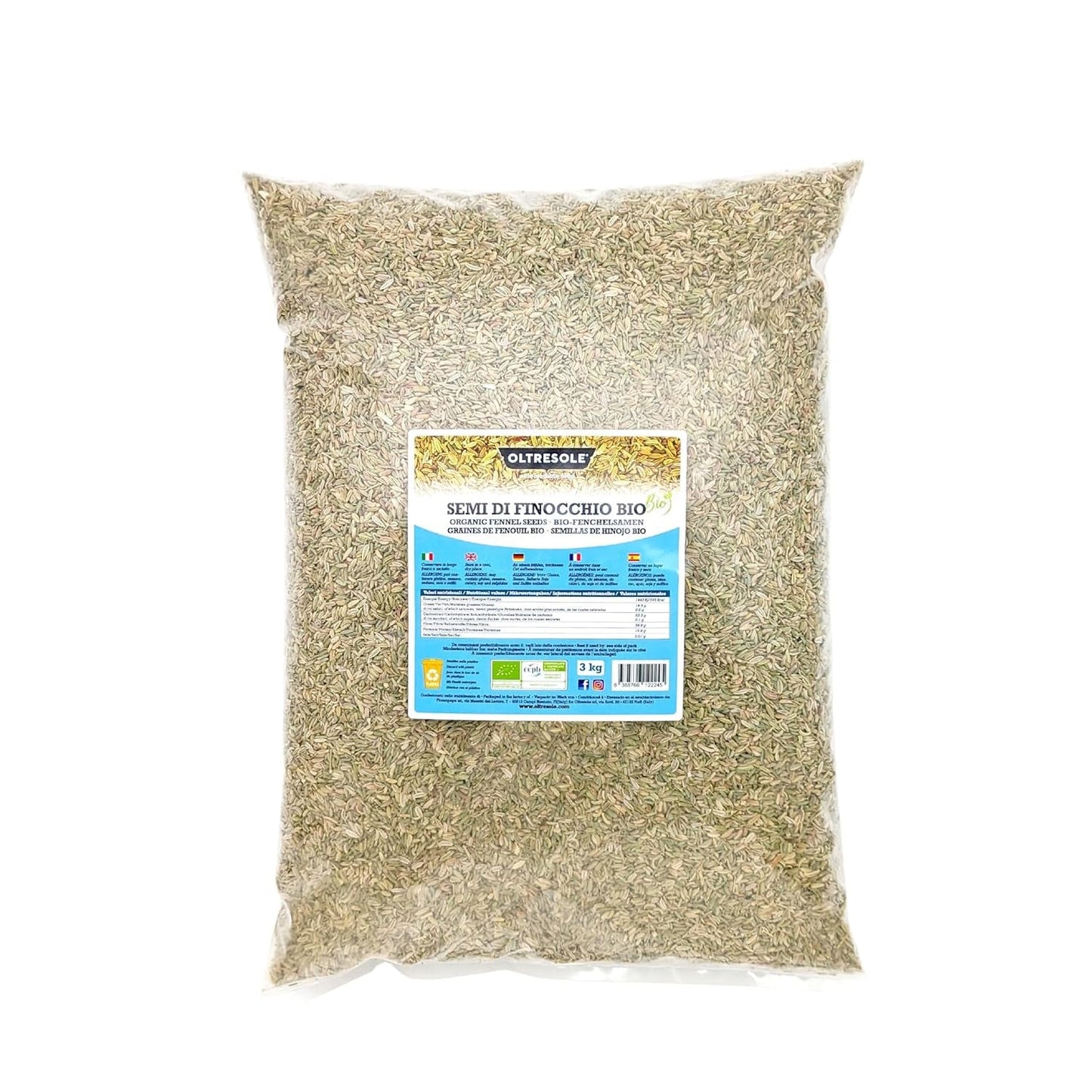 Ekologiska fänkålsfrön 3 kg ekologiska hela frön Idealiska för matsmältningsteer och recept Perfekt för bakning Bekväm storlek