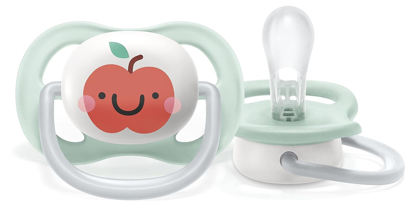 Philips AVENT ultraluftnapp - 2-pack, BPA-fri, andas, för bebisar 0-6 månader, inklusive bärväska och sterilisering, äpple/päron (modell SCF080/17)