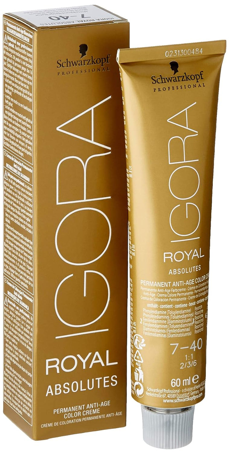Igora Royal Absolute Age Blend Hårfärg, 7-560 Medium Golden Chocolate Blond, 60ml Naty Shop Hårfärg 7-40 Medium Blond Natural Beige 1 G (1 förpackning)