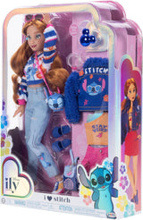 Disney ILY 4EVER Stitch modedockor med rött hår, 29 cm långa, med 13 artikulationspunkter, två kompletta mix-and-match outfits och en gnistrande Musse ring för dig!