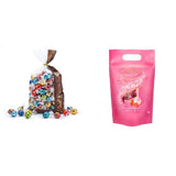Chokladmix LINDOR | 1371 g | Ca. 109 bollar: Mjölkchoklad och LINDOR bollar med jordgubbsgrädde | 1 kg påse, ca. 80 chokladbollar vit choklad med jordgubbsgrädde