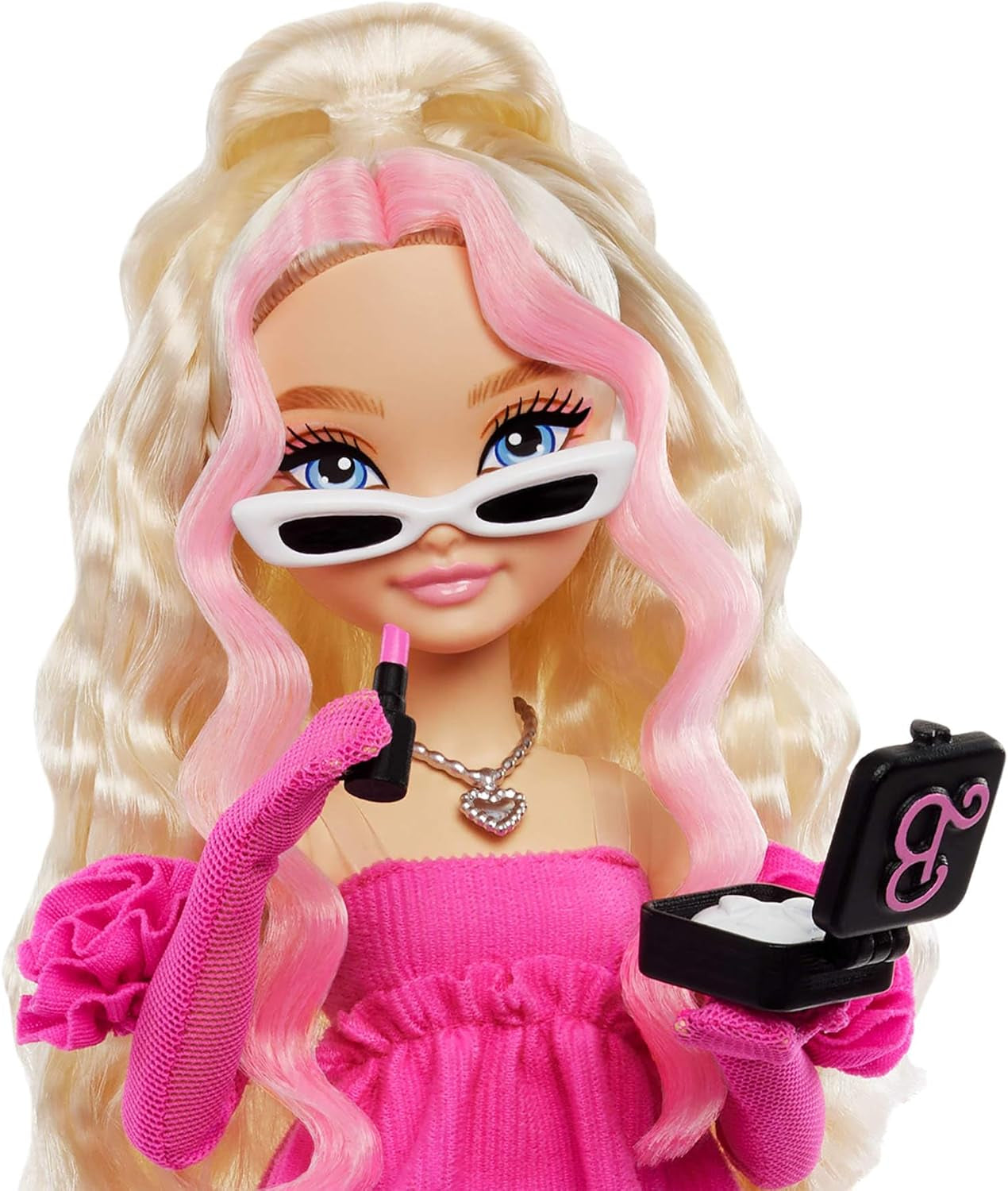 Barbie Dream Besties Puppe and Accessories, bewegliche Barbie Malibu“ Modepuppe mit welligem blonden Haar, 11 Teile zum Thema Make-up och Haare, HYC21