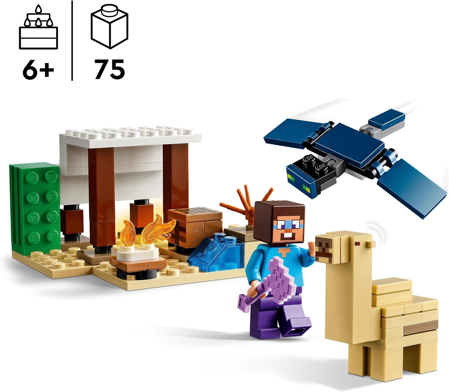 LEGO Minecraft Steve's Desert Expedition, videospelset för pojkar och flickor, biom med Steve, hus, statyetter och kamelleksak, gamerpresent för barn från 6 år 21251 Byggset Besuche den LEGO-Store