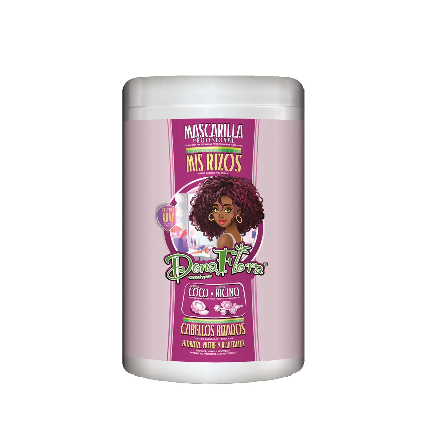 Mis Rizos Hair Mask 1000ml - Djupvård för lockigt och vågigt hår - Återfuktande och antifrizz - Sulfat- och parabenfri - För definierade och mjuka lockar Naty Shop Hair Mask Standardtitel