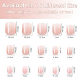 240 st Korta lösnaglar Set - Korta naturliga konstgjorda falska naglar för limning - Nude Gradient Konstgjorda naglar för Box Nail Extensions (Nude Gradient)