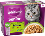 Whiskas Senior 7+ våtfoder blandat urval i sås, 48 ​​dospåsar, 12x85 g (paket med 4) - våtfoder av hög kvalitet för katter från 7 år och äldre