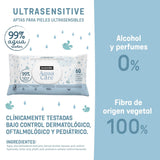 Suavinex Aqua Care Baby Wet Wipes 60 Count Cleansing Wipes 99% Vatten Växtfiber Aloe Vera Doftfri Alkoholfri Dermatologiskt testad Lämplig för känslig hud