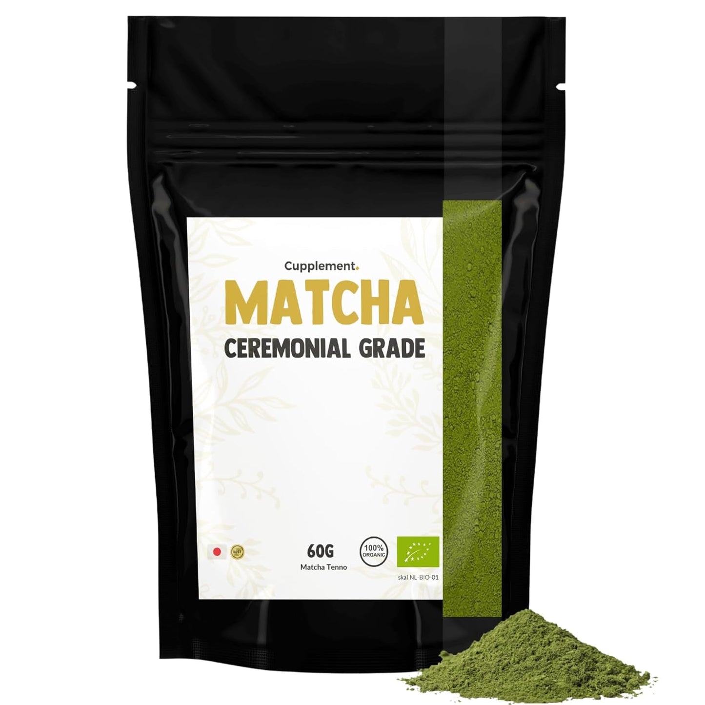 Komplettera Matcha 90 gram ekologiskt - Högsta kvalitet pulveriserat grönt te - Ingen bambuvisp och tråd - Culunary - Nybörjarset - Latte - Visp - Japan - Pulver - Te - Tråd - Påse - Smoothie