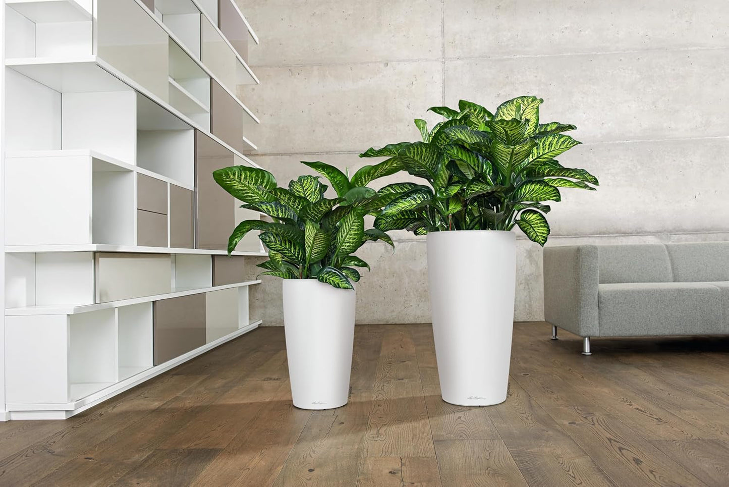 Planteringsmaskin LECHUZA Rondo Premium 32 Matt Vit | Växtpelare med bevattningssystem, vattennivåindikator och växtinsats | Matt finish | Ø 32,5 x 56,5 cm | 15786
