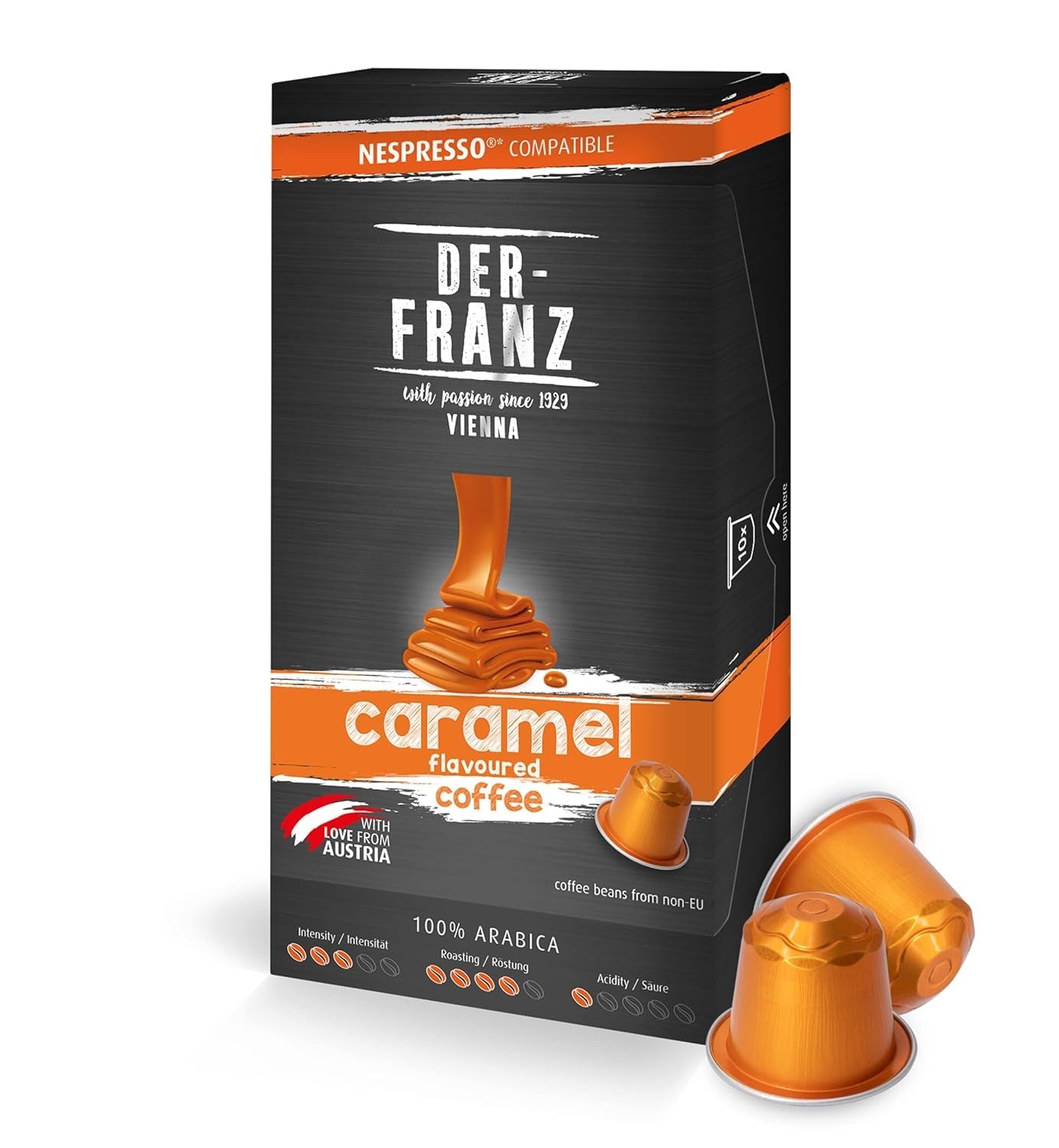 Nespresso-kompatibel Kaffee Kapseln, 1 x 10 Kapseln, Caramel Aroma