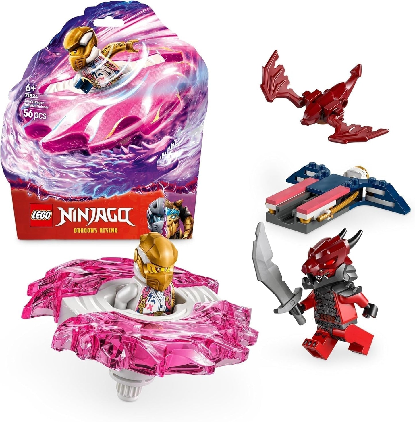 LEGO NINJAGO Sora's Dragon Spinjitzu Spinner - Action Ninja-leksak med 2 minifigurer - Litet lekset för barn - Presentidé för pojkar och flickor från 6 år och uppåt 71824 Byggset Besuche den LEGO-Store Standardtitel