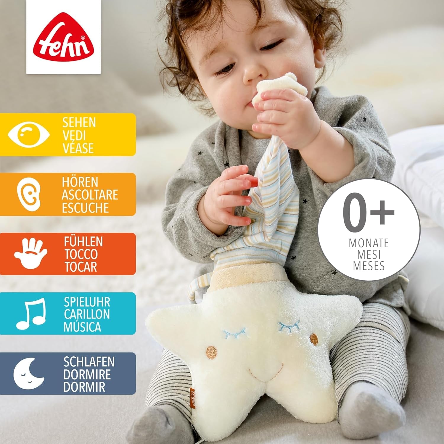 Fehn speldosa baby sleep aid star - speldosa med avtagbar musikmekanism för upphängning - sleep aid song "Weißt du wieviel Sternlein stehen" - leksak för bebisar och barn från 0+ månader Leksaker Bebe Naty Shop