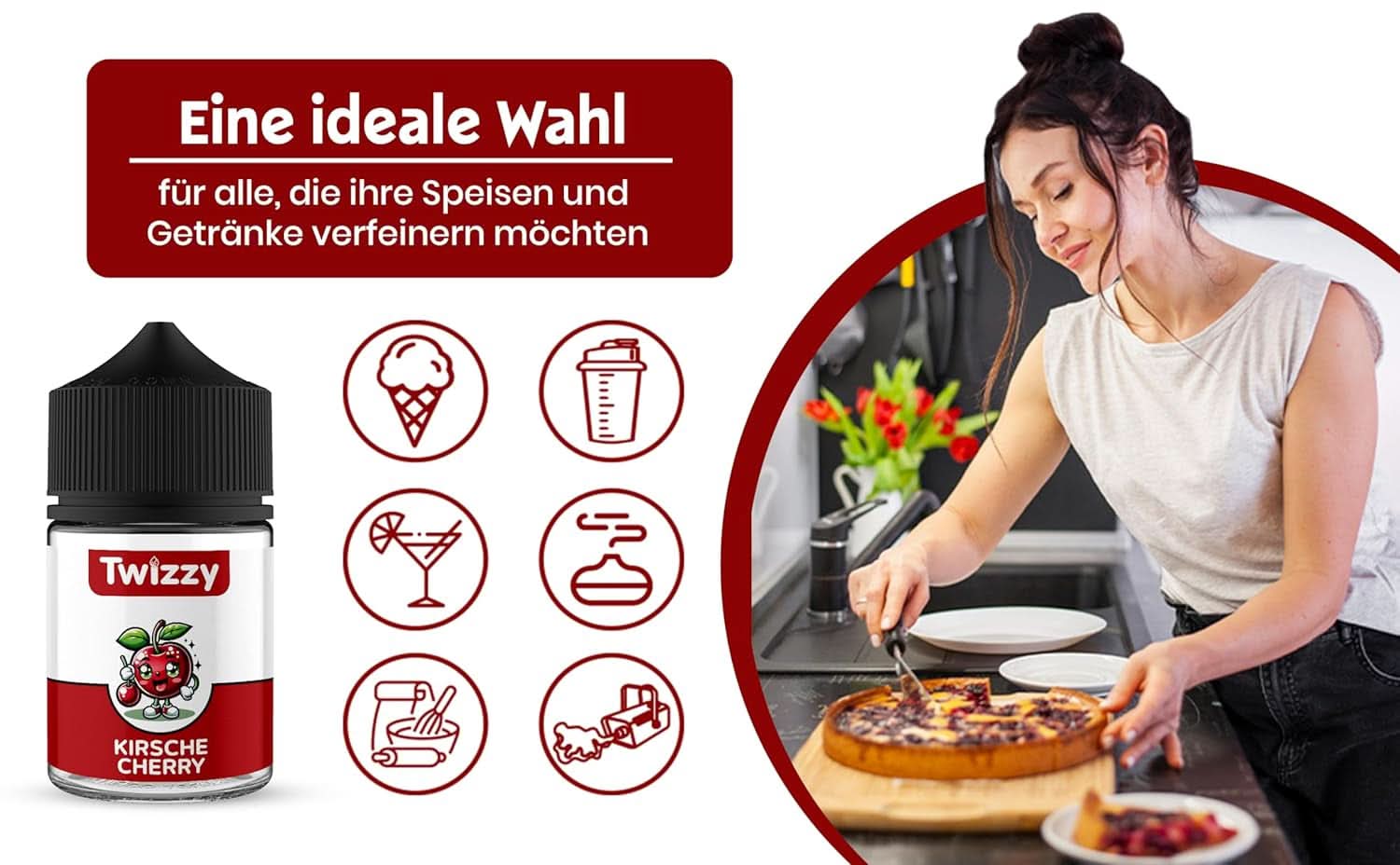 Twizzy Cherry matsmak - 60 ml - Intensiv smak - Idealisk för bakning Aromas Naty Shop