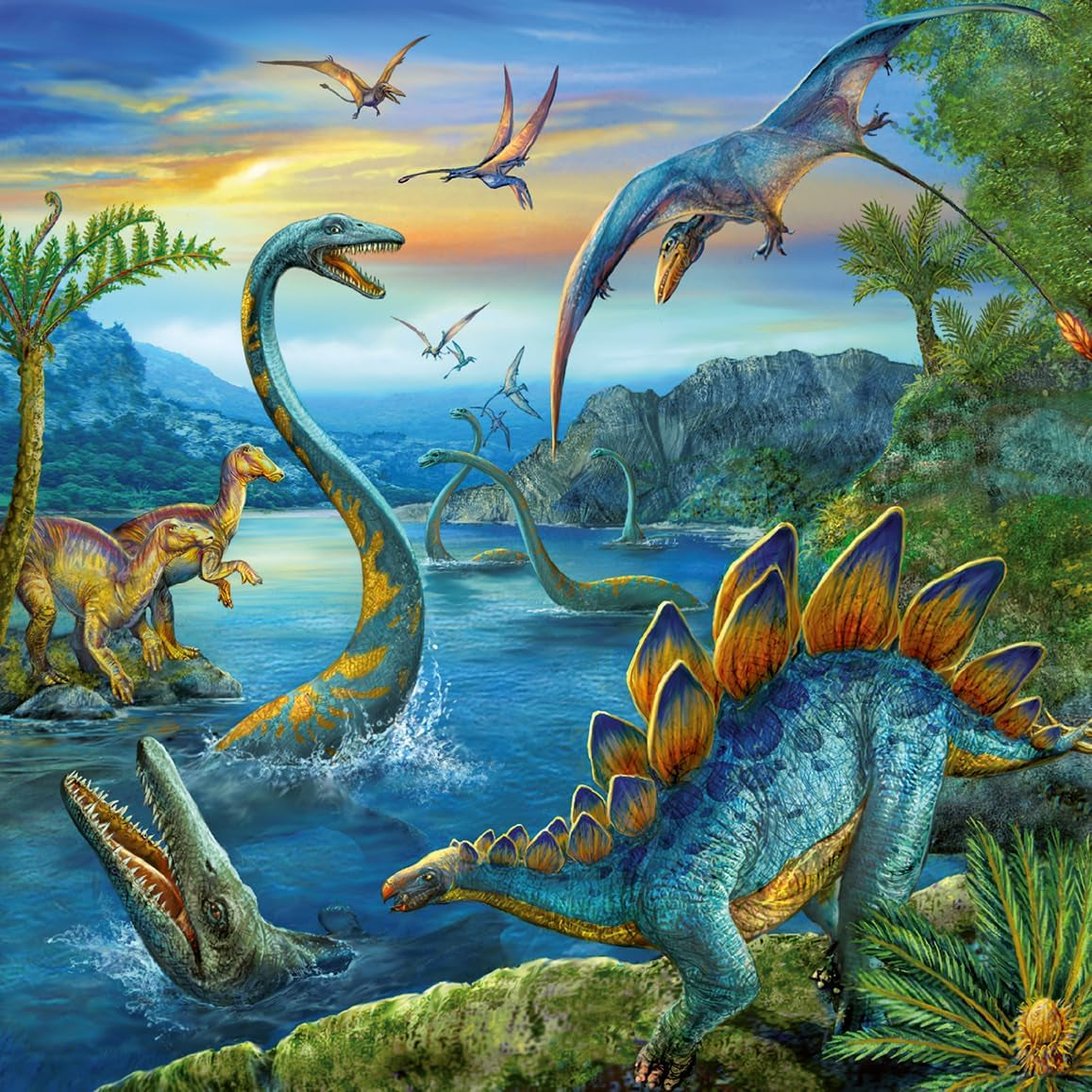 Ravensburger Pussel för barn - 09317 Dinosauriernas fascination - 3X49-bitars pussel för barn 5 år och uppåt Pussel Naty Shop