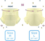 CutiePlusU vuxenblöjor, 10-pack inkontinenstrosor för engångsbruk med öglor för kvinnor och män, maximal absorptionsförmåga över natten - gul (medelstorlek 71-96 cm)
