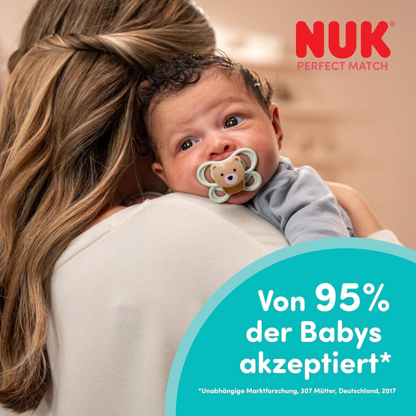NUK Perfect Match luftnappar för spädbarn | 0-6 månader | Ortodontiska nappar som främjar luftcirkulationen och förhindrar dregling | 95 % acceptans av spädbarn** | Räv/Nalle | Paket om 2