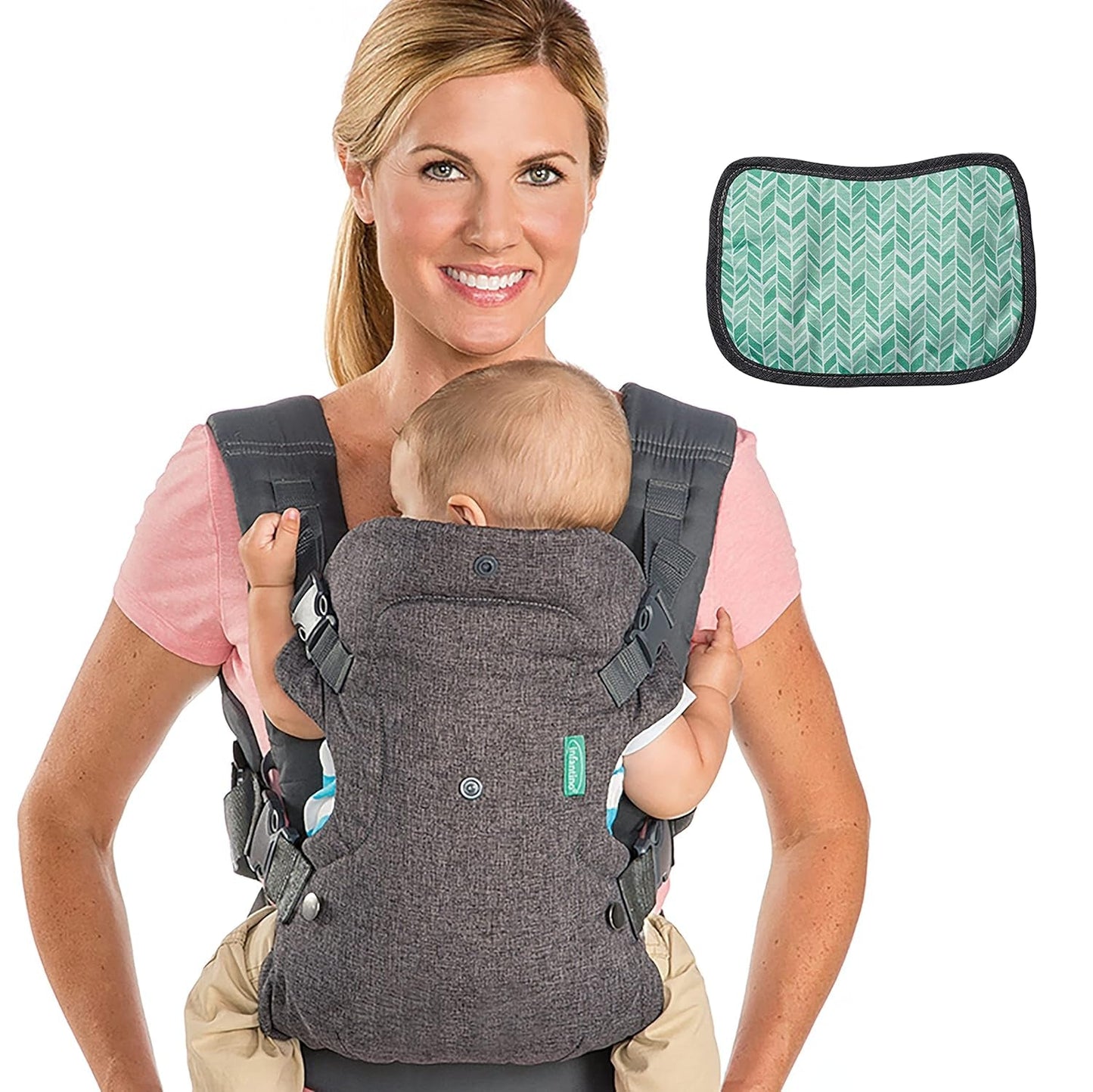 Pampers Sensitive Flip Advanced 4-i-1 bärsele med haklapp och våtservetter, 1200 våtservetter (15 x 80) för bebisens känsliga hud, dermatologiskt testad, nyfödda basprodukter