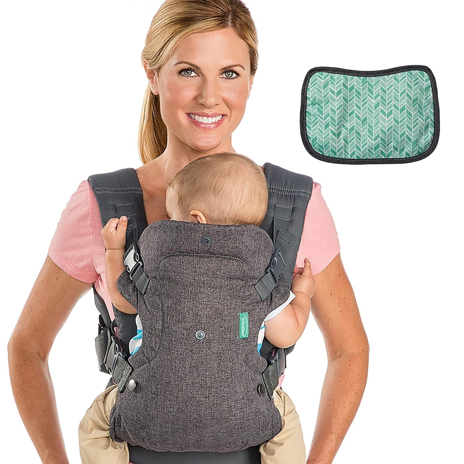 Pampers Sensitive Flip Advanced 4-i-1 bärsele med haklapp och våtservetter, 1200 våtservetter (15 x 80) för bebisens känsliga hud, dermatologiskt testad, nyfödda basprodukter