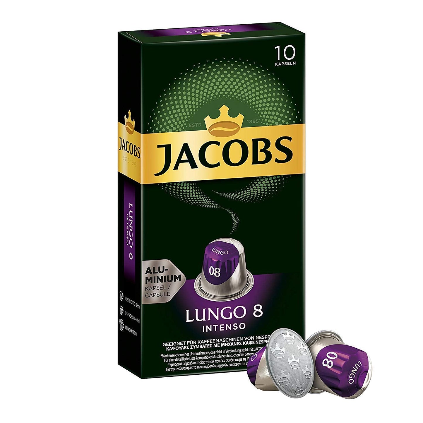 Kaffeekapseln Lungo Intenso, Intensität 8 av 12, 200 Nespresso®* kompatibel Kapseln, 10 x 20 Getränke & Kapseln Lungo Intenso, Intensität 8, 100 Nespresso®* 10er Pack, 10 x 10 Getränke