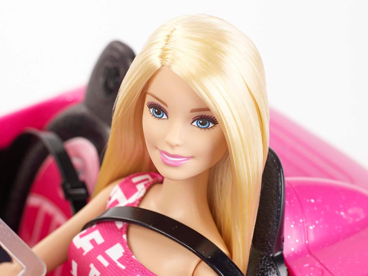 Barbie docka och rosa glitter cabriolet, realistisk däcklogotyp, 3 år gammal leksak, DJR55 Naty Shop Dolls