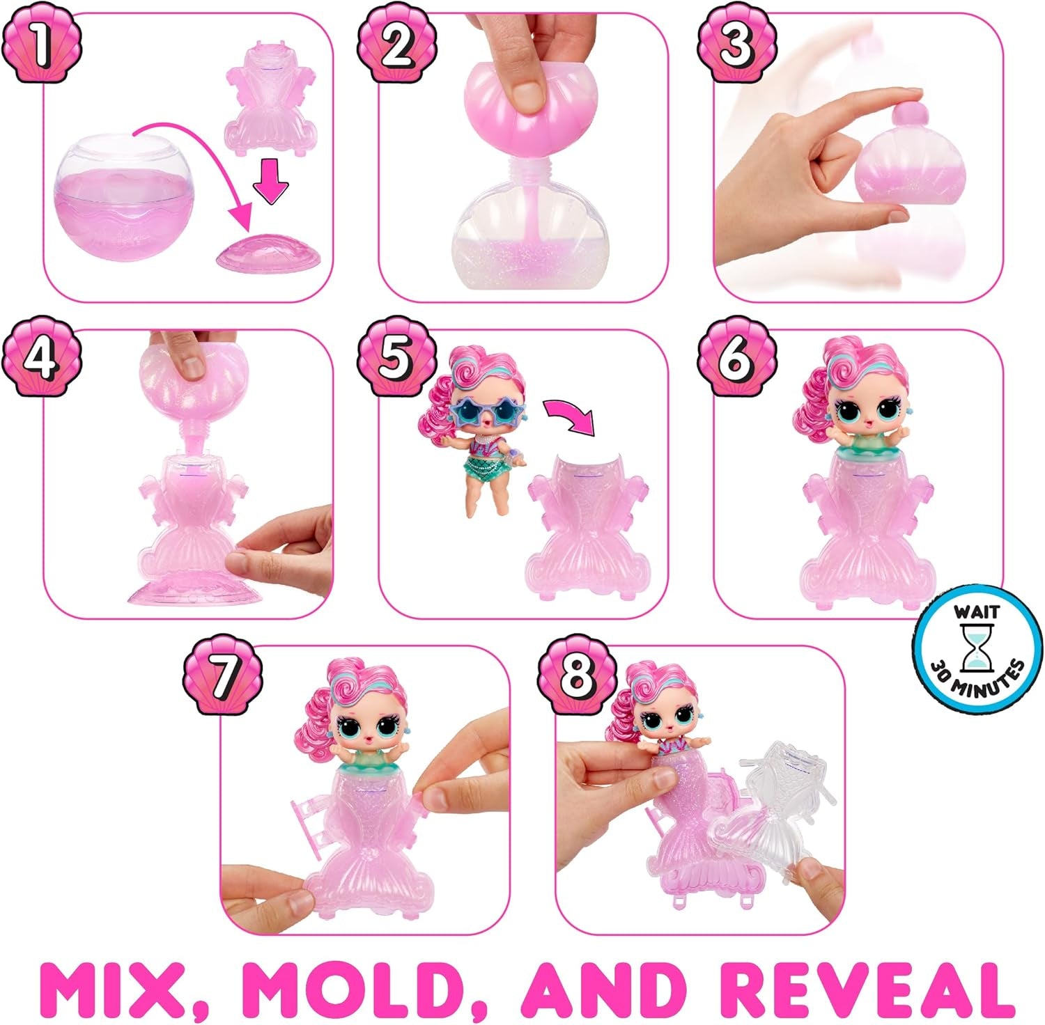LOL Överraskning! Mermaids Tots - Minifashionabla dockor med färgskiftande svansar - Lämplig för samlare, flickor och pojkar från 4 år och uppåt