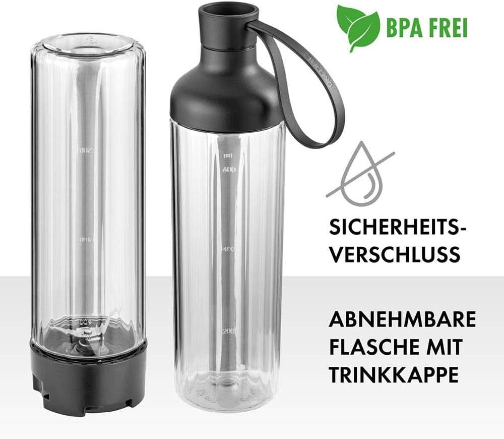 ZWILLING Stativblandare, Smoothie Maker, Inkl. Trinkflasche Mit Verschluss, 600 Ml, 300 Watt, Edelstahl/Kunststoff, Schwarz Kitchen Naty Shop