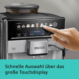 Siemens EQ.6 plus s300 automatisk espressomaskin TE653501DE, för många kaffespecialiteter, mjölkskummare, keramisk kvarn, dubbel kaffefunktion, anti-kalk, automatisk ångrengöring, 1500 W, silver
