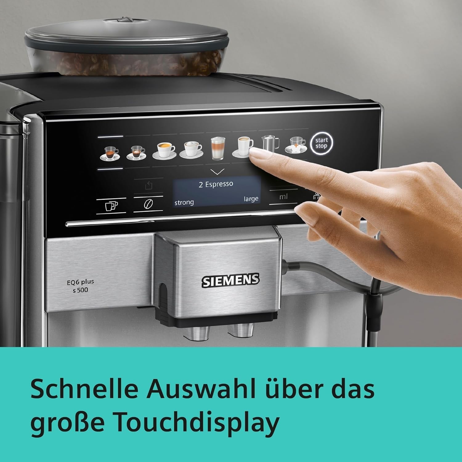 Siemens EQ.6 plus s300 automatisk espressomaskin TE653501DE, för många kaffespecialiteter, mjölkskummare, keramisk kvarn, dubbel kaffefunktion, anti-kalk, automatisk ångrengöring, 1500 W, silver