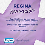 Regina Feeling - 42 rullar toalettpapper, 175 ark med tre lager, naturligt bomullsextrakt och delikat doft, 60 % återvunnen plastförpackning, 100 % Fsc-certifierat papper