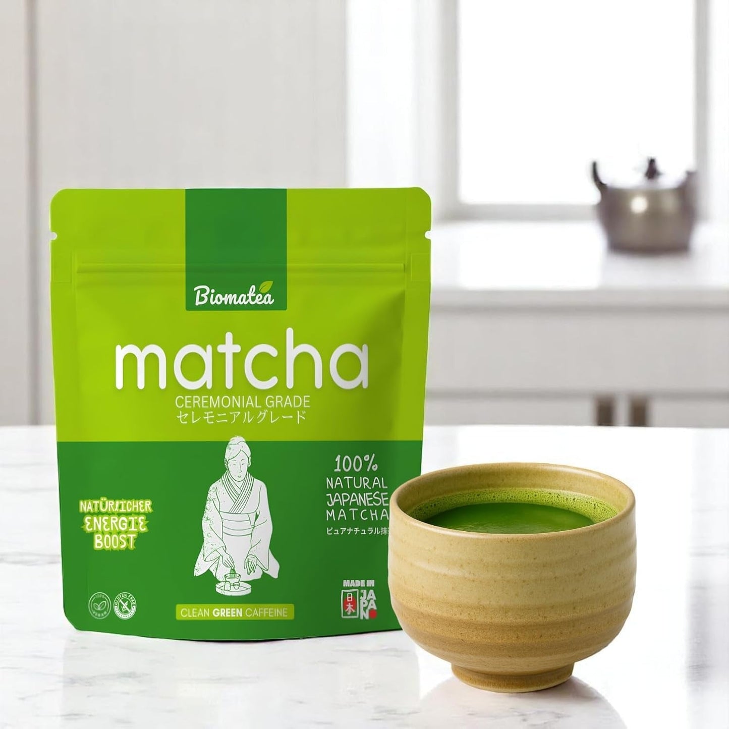 50G Matcha av ceremoniell kvalitet från Japan - 100 % naturligt, fri från bekämpningsmedel och testat - Stenmald - Moegi Matcha Premium japanskt tepulver