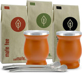 Mate Bio Tea Set ● 3 olika Mate + 2 dubbelväggiga Mate-koppar i rostfritt stål + 2 bombillor + förberedningsinstruktioner (svarta)