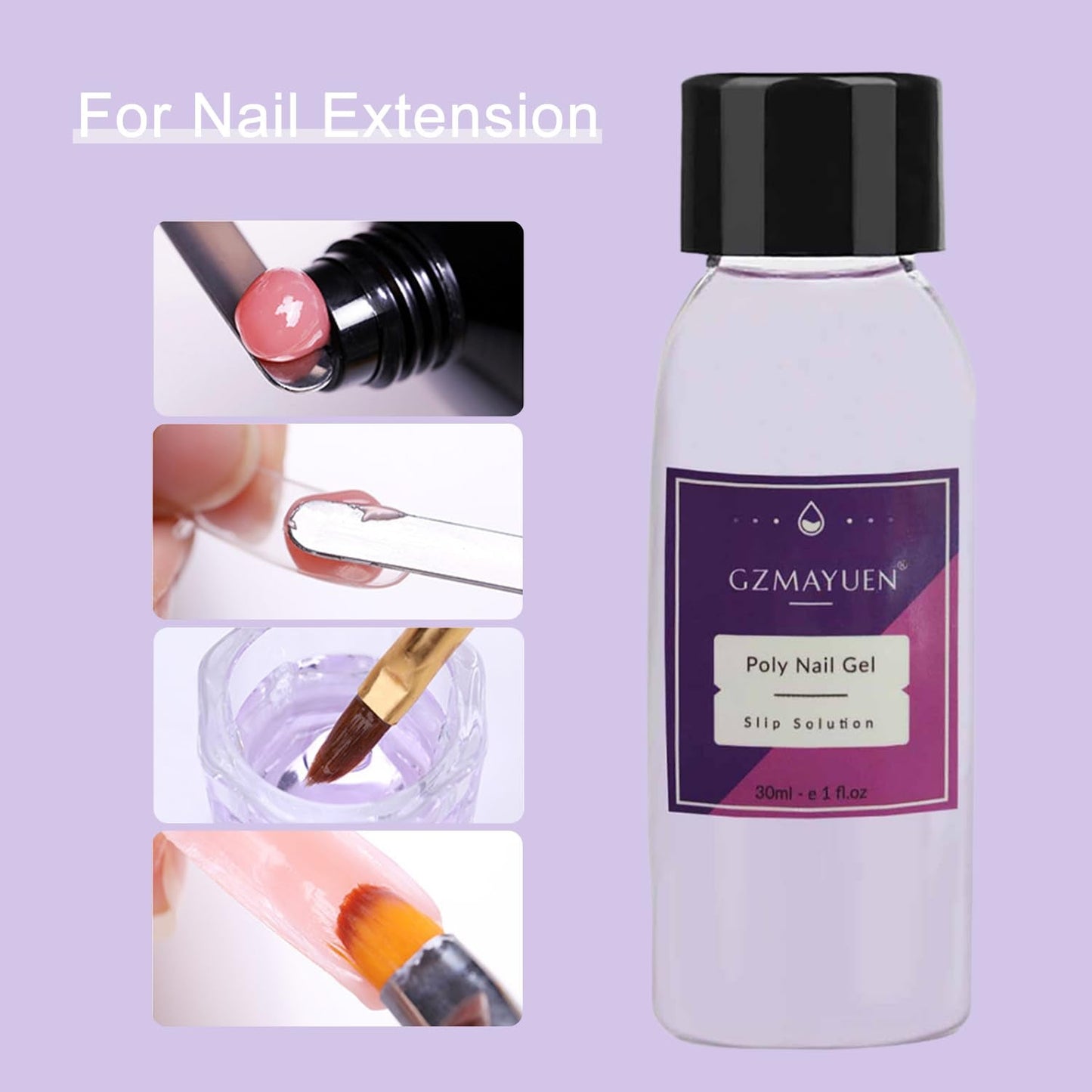GZMAYUEN Poly Nail Gliding Solution 30ml * 2 Nail Extension Gel Flytande Poly Extension Gel - Enkel DIY Gliding Solution med borste