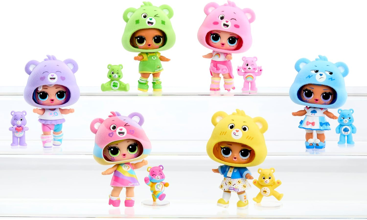LOL Överraskning! Loves Care Bears Tots - Innehåller 1 docka med outfit och tillbehör, nalleboll, dold förpackning, 6 samlardockor
