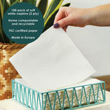 Table Kind 100 White Soft Napkins in Bulk, High Quality Napkins for Party, Catering and Daily Use, FSC, Sustainable and Recyclable, Made in EU | 2Ply | 33 cm