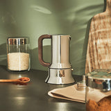 Alessi 9090/6 Espresso med 6 koppar för induktion, rostfritt stål, silver, 15,5 x 13,5 x 27 cm