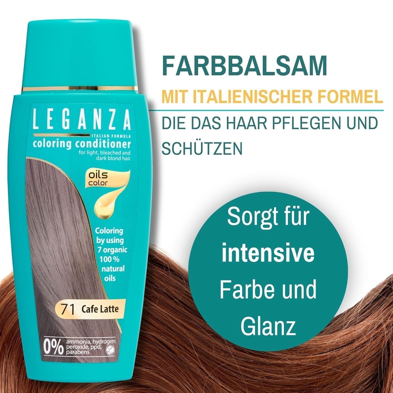 Leganza Natural Balm Hårfärg 71 Café Latte | Hårfärgningsmedel utan ammoniak | Berikad med 7 naturliga oljor | 150 ml Naty Shop hårfärgning