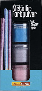 DECOCINO Metallic Pastell Coloring Powder (3X2G) – Blå, Lila och Rosa – Food Coloring Pulver – Glitterpulver Lämplig för fondant som tårtdekoration och tårtdekoration!