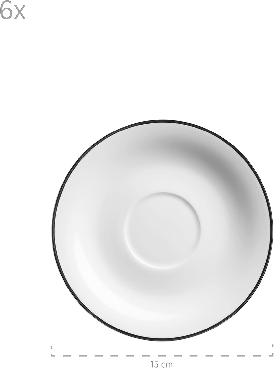 Mäser Nola Series Modern 6-personers kaffeservs Vit med svart kant 18-delat servisset Kaffekoppar Fat och desserttallrikar - Runda kaffeserviser Kaffeservis Vit