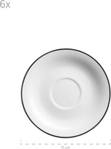 Mäser Nola Series Modern 6-personers kaffeservs Vit med svart kant 18-delat servisset Kaffekoppar Fat och desserttallrikar - Runda kaffeserviser Kaffeservis Vit
