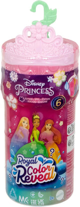 Mattel Disney Princess Royal Color Reveal liten docka med 6 överraskningar, inklusive doftring och 4 tillbehör (dockor kan variera), Garden Party Series HRN63